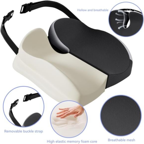 Memory Foam Seat Cushion Office Chair Wheelchair Tailbone Coccyx Pain Relief Pil - Picture 3 of 7